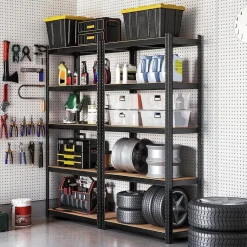 Bobbel Home - Stellingkast - 5 verstelbare planken - max 600kg - Zwart