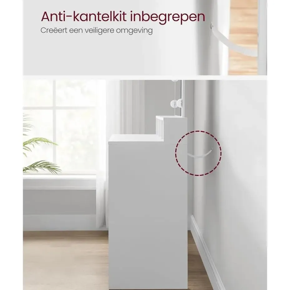 Bobbel Home - Witte Kaptafel - Rechthoekige spiegel - Gloeilampen