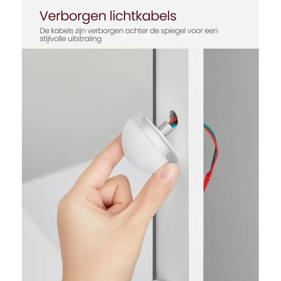 Bobbel Home - Witte Kaptafel - Rechthoekige spiegel - Gloeilampen