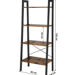 Boekenkast - industriële look - 56x137x34 cm - vintage bruin