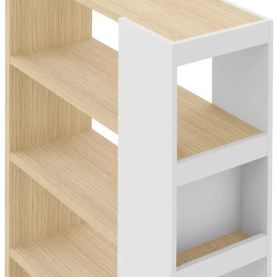 Boekenkast Ellana 7 open vakken-lichte eik/wit