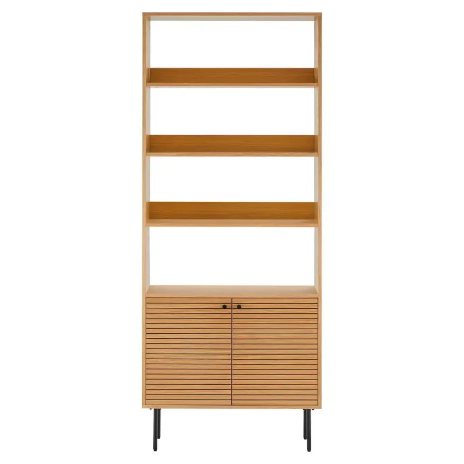 Boekenkast Naturel Eikenfineer - 80x30x200cm - Kyoto