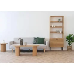 Boekenkast Naturel Eikenfineer - 80x30x200cm - Kyoto