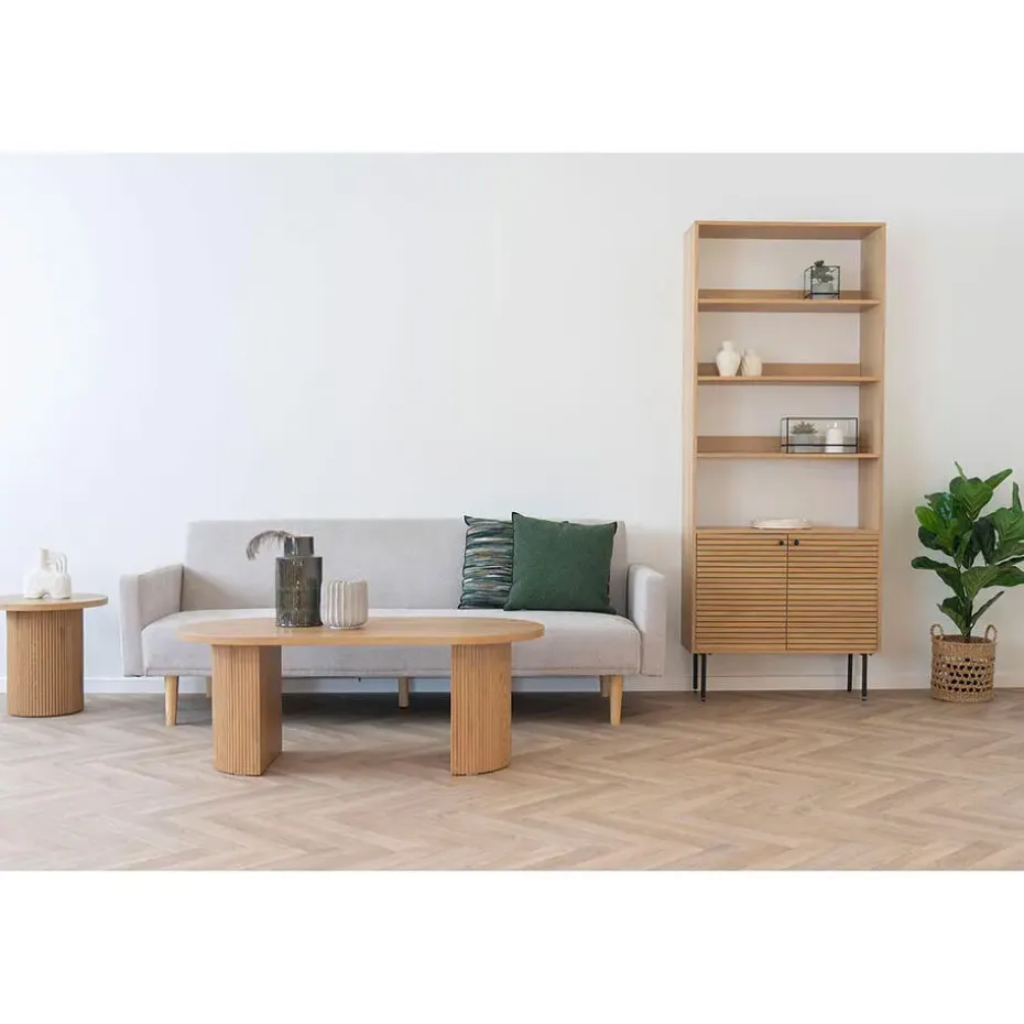 Boekenkast Naturel Eikenfineer - 80x30x200cm - Kyoto