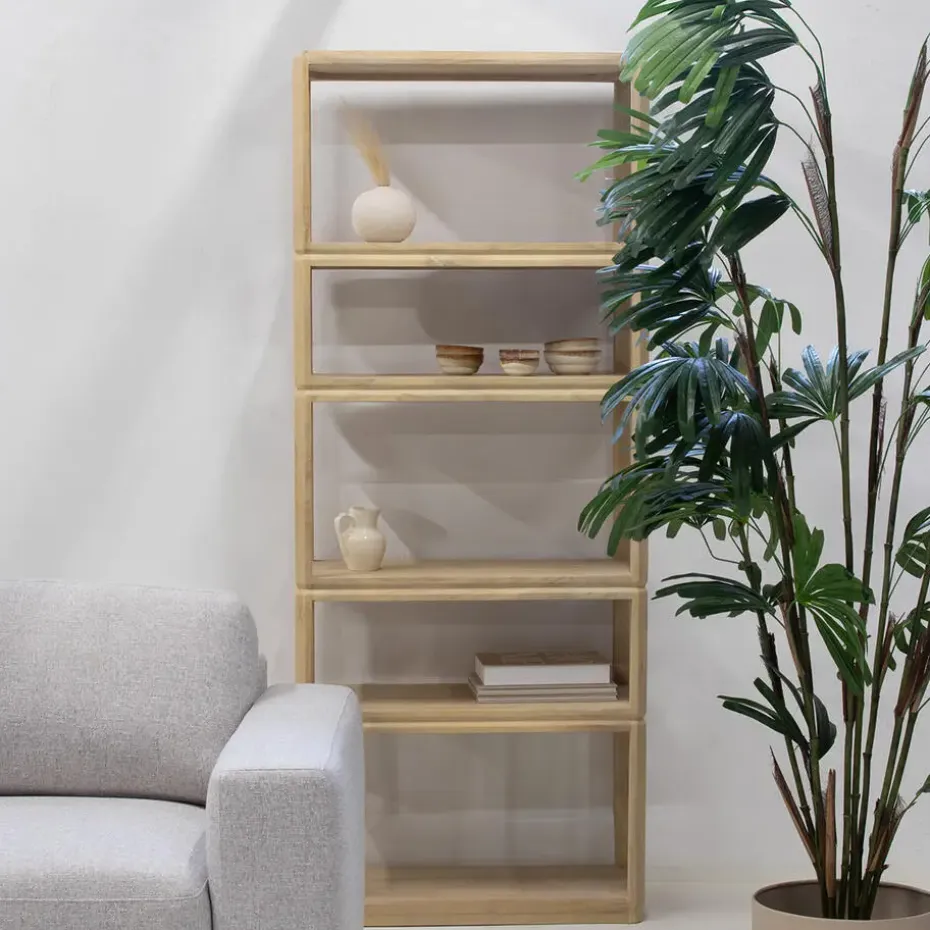 Boekenkast Naturel Mangohout - 80x40x200cm - Noëlle