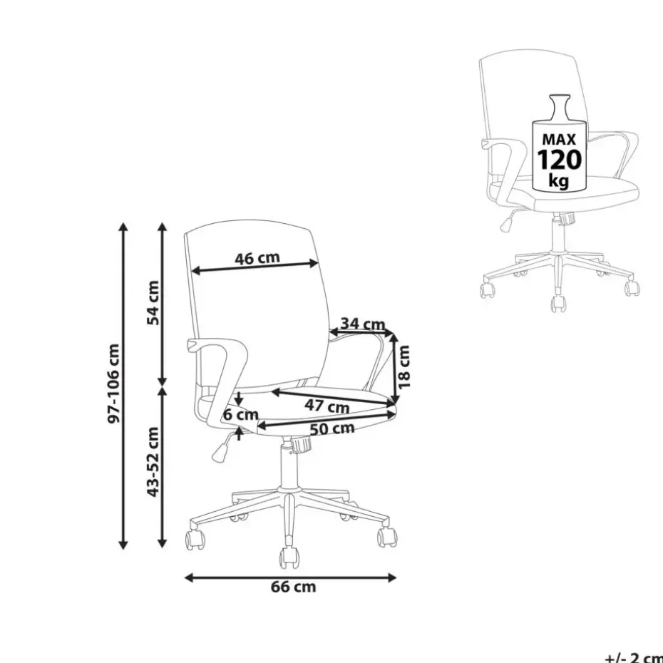 BONNY - Bureaustoel - Roze - Polyester