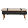 Bouclé Buffalo Hide Zwart Leren Bank, Bruin