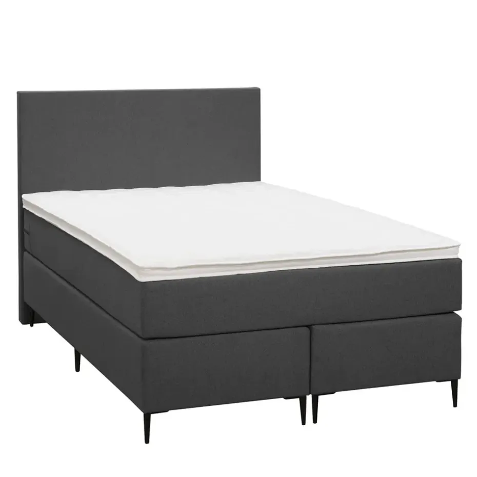 Boxspring Liv egaal - antraciet - 120x200 cm - slanke poot