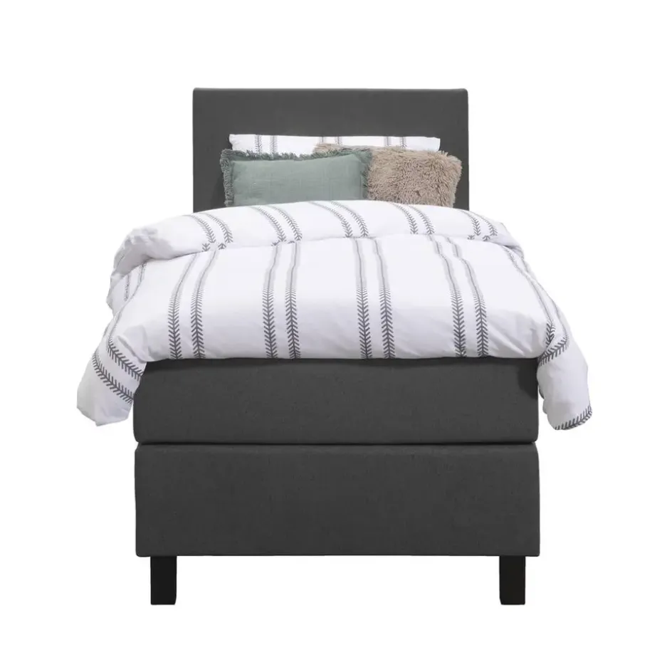 Boxspring Liv egaal - antraciet - 90x200 cm - vierkante poot