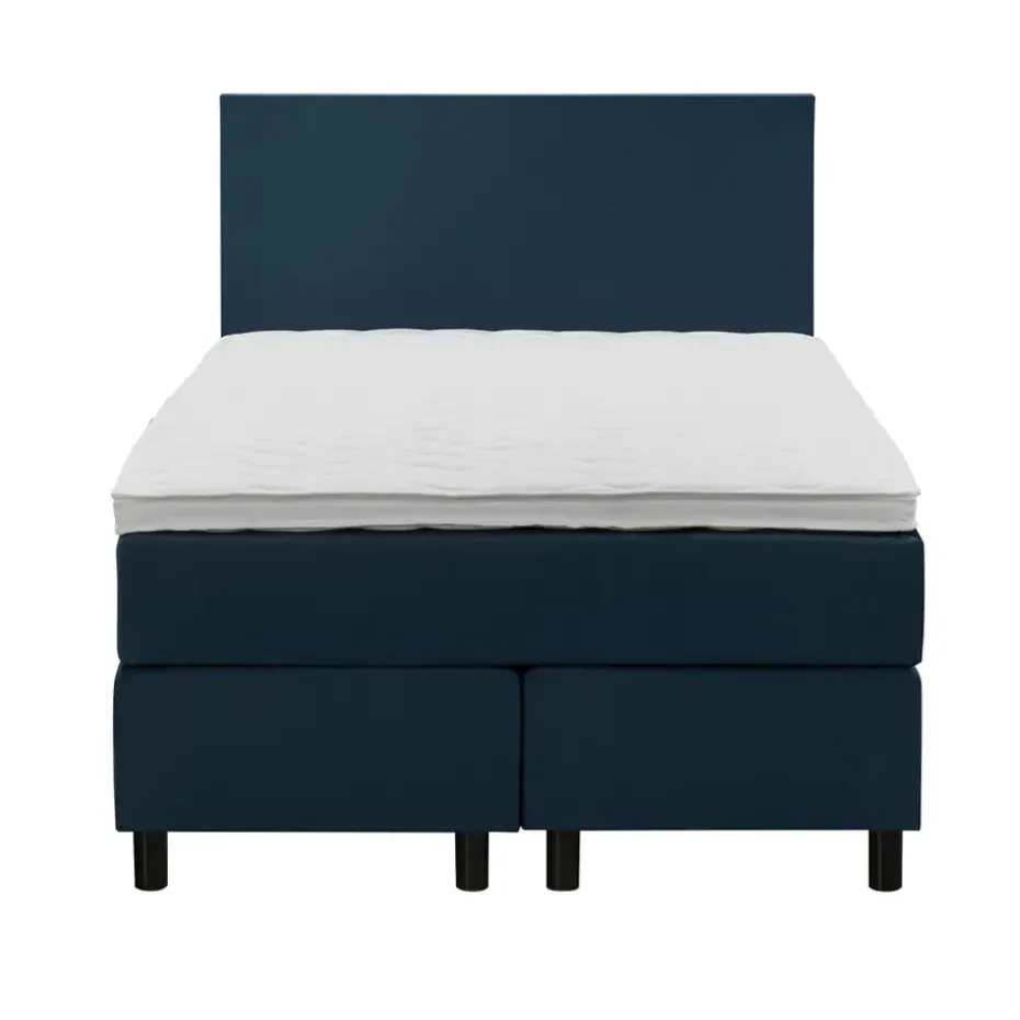 Boxspring Liv egaal - blauw - 120x200 cm - ronde poot