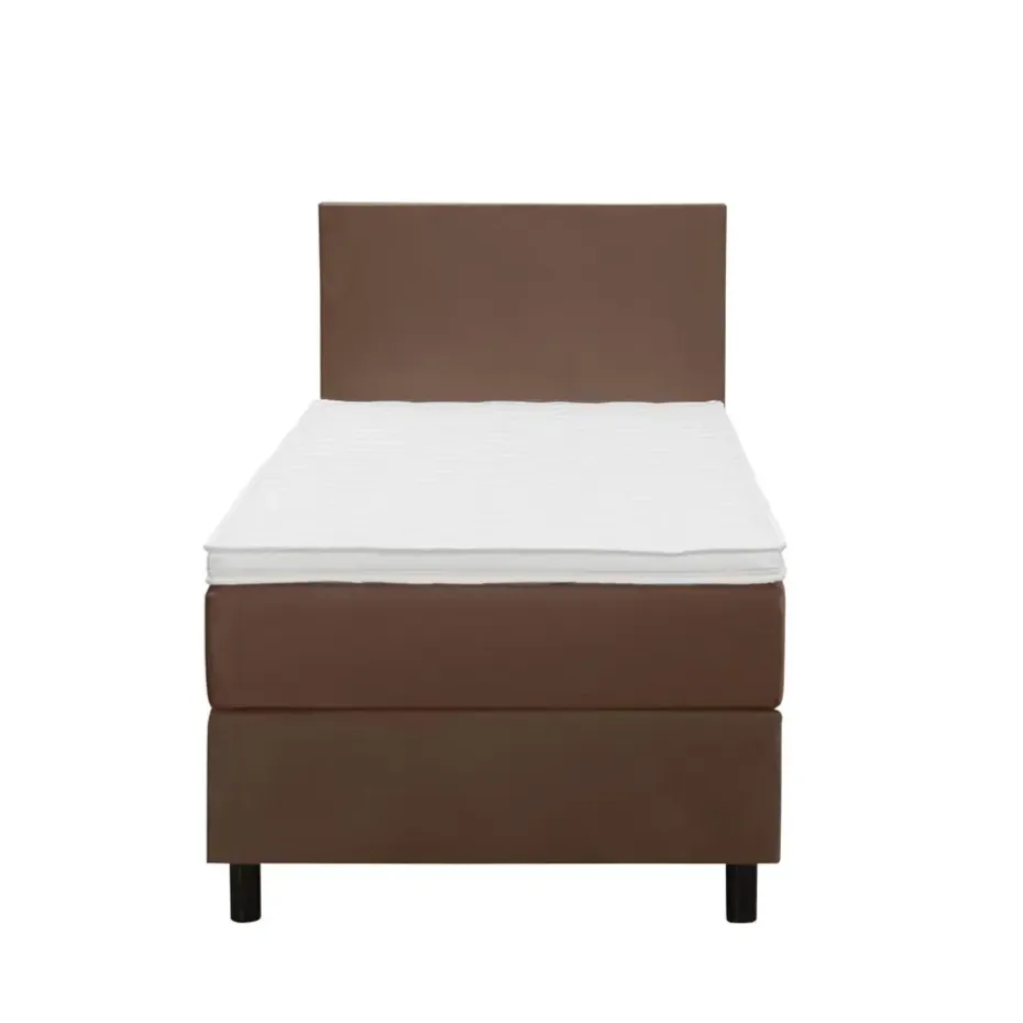 Boxspring Liv egaal - bruin - 90x200 cm - ronde poot