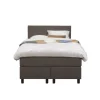 Boxspring Liv egaal - donkerbruin - 120x200 cm - ronde poot
