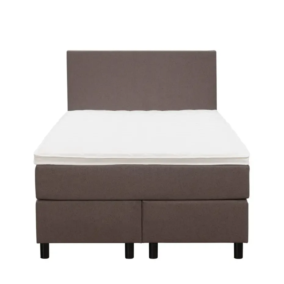 Boxspring Liv egaal - donkerbruin - 120x200 cm - ronde poot
