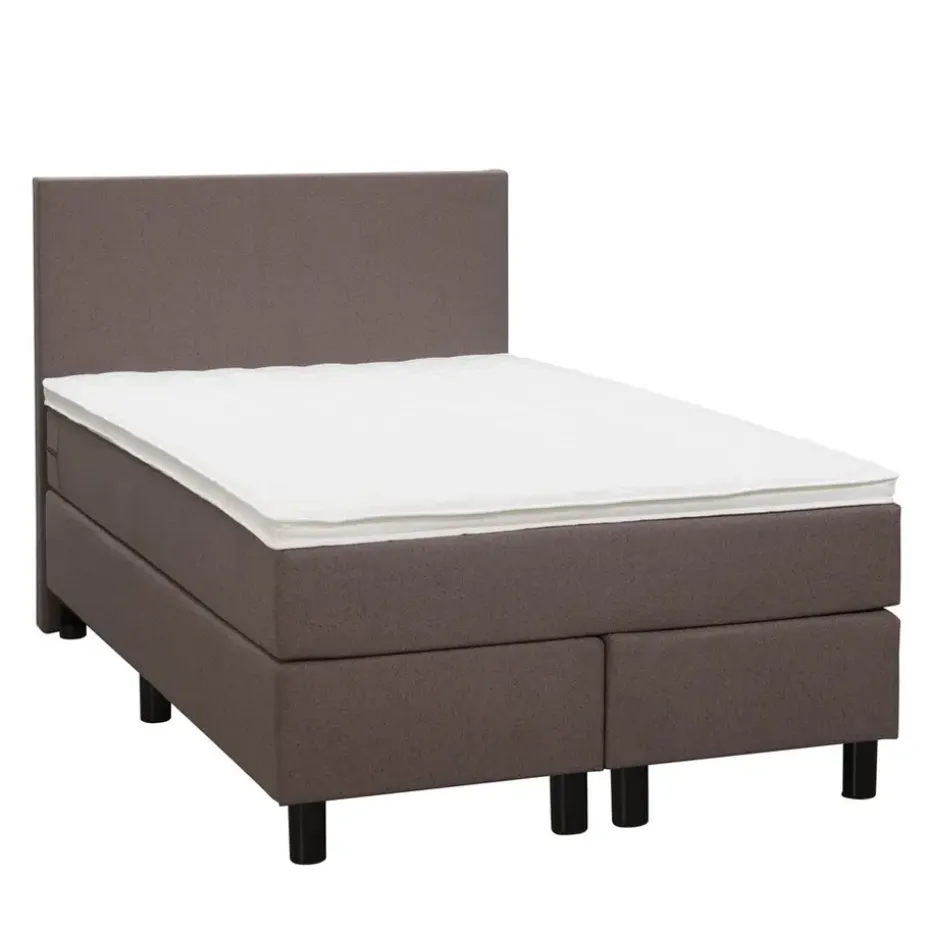 Boxspring Liv egaal - donkerbruin - 120x200 cm - ronde poot