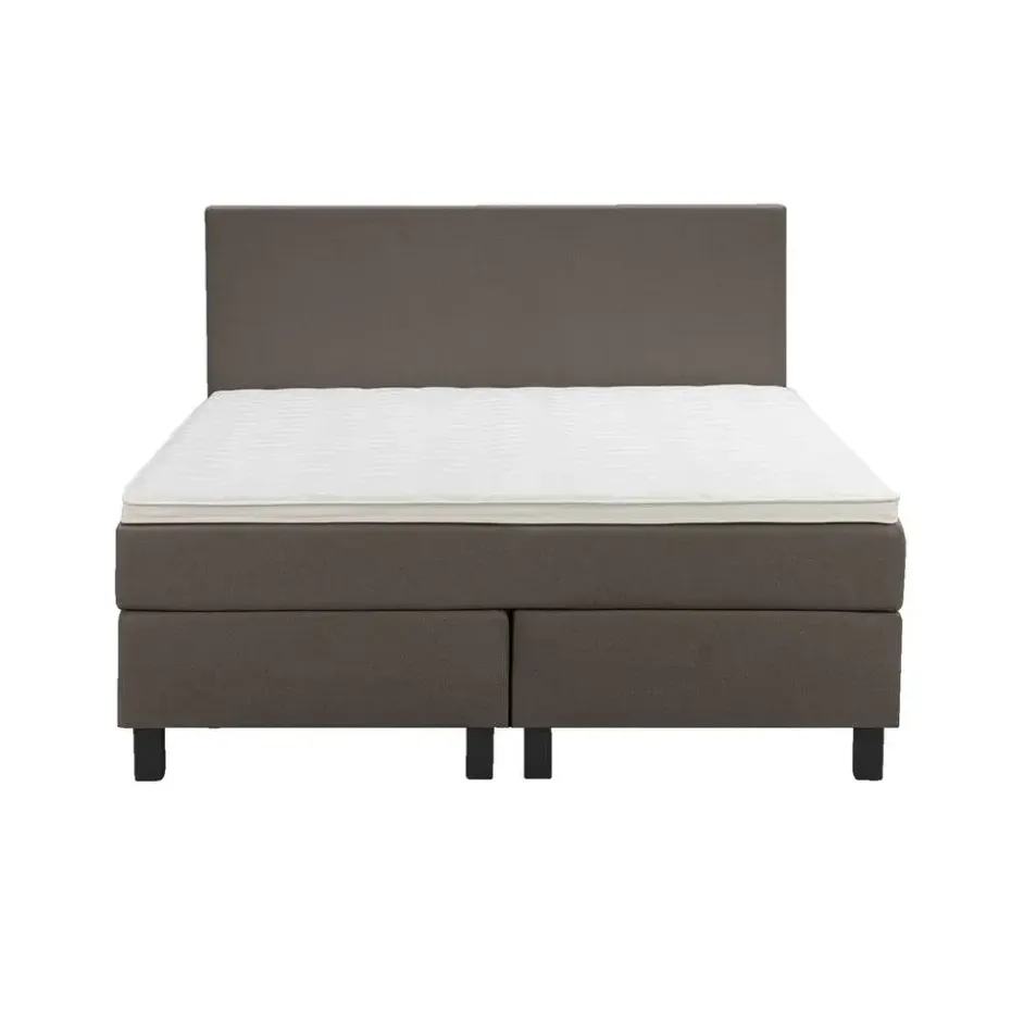 Boxspring Liv egaal - donkerbruin - 140x200 cm - vierkante poot