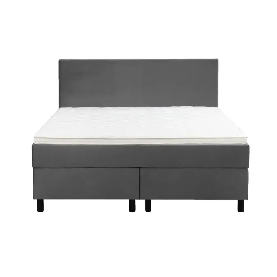 Boxspring Liv egaal - grijs - 140x200 cm - ronde poot