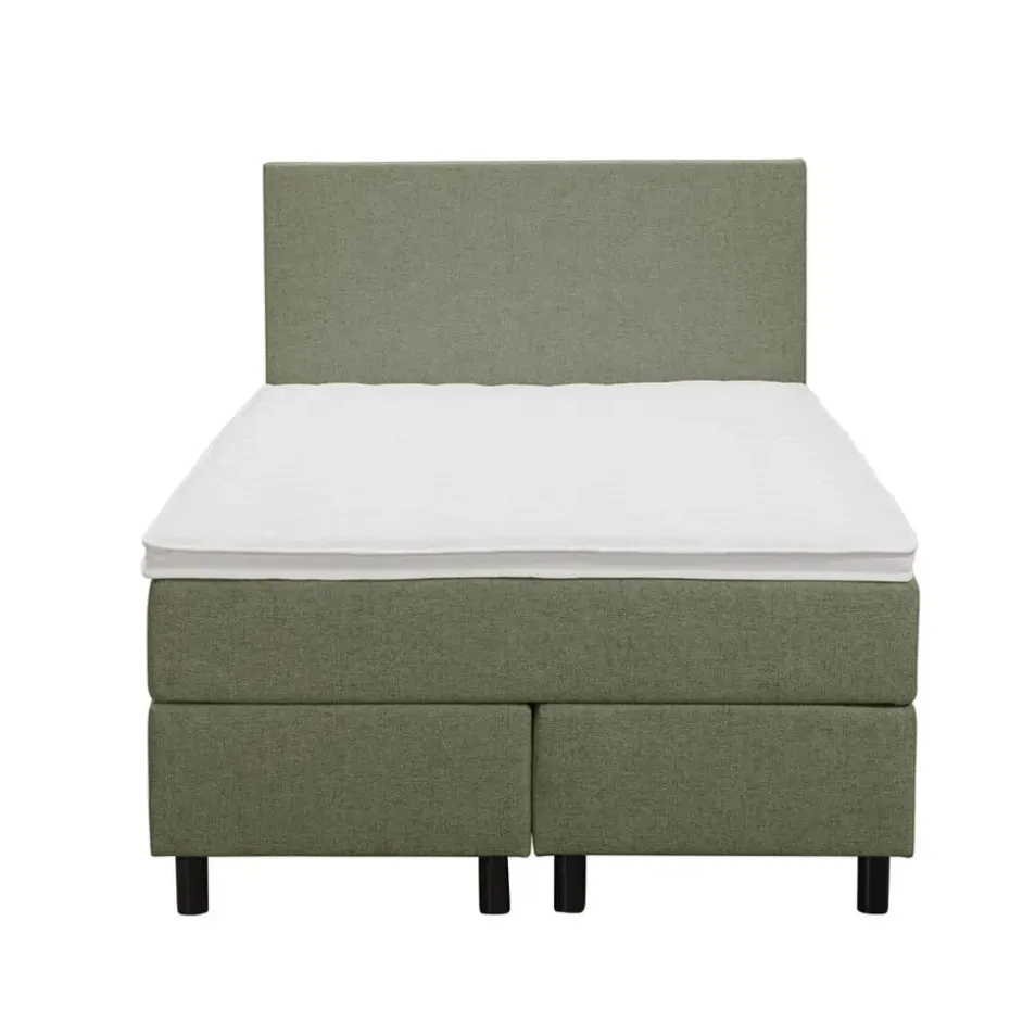 Boxspring Liv egaal - groen - 120x200 cm - ronde poot
