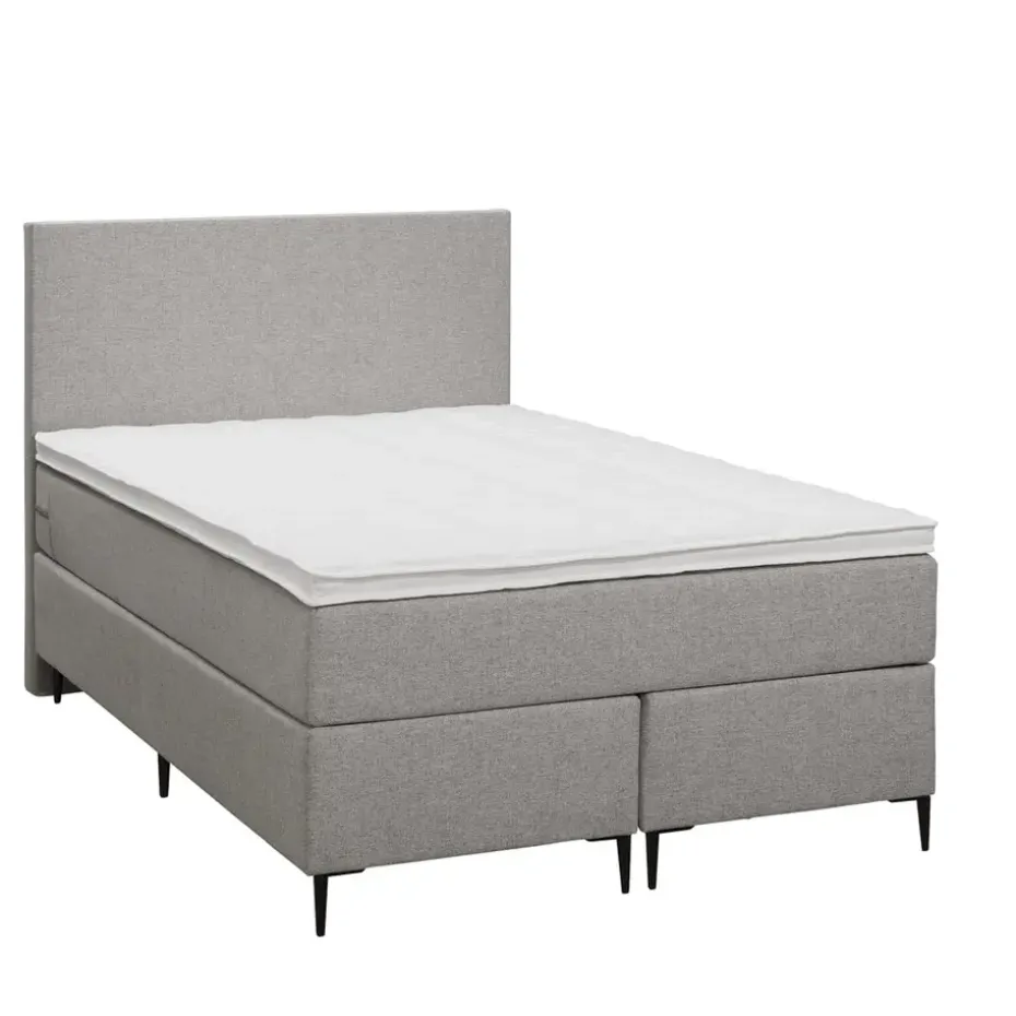 Boxspring Liv egaal - lichtgrijs - 120x200 cm - slanke poot