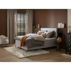 Boxspring Liv egaal - lichtgrijs - 90x200 cm - vierkante poot