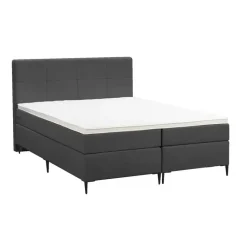 Boxspring Liv geblokt - antraciet - 160x200 cm - slanke poot