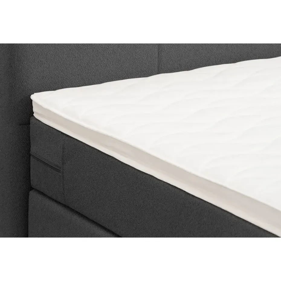 Boxspring Liv geblokt - antraciet - 160x200 cm - slanke poot