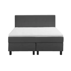 Boxspring Liv geblokt - antraciet - 140x200 cm - vierkante poot