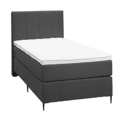 Boxspring Liv geblokt - antraciet - 90x200 cm - slanke poot