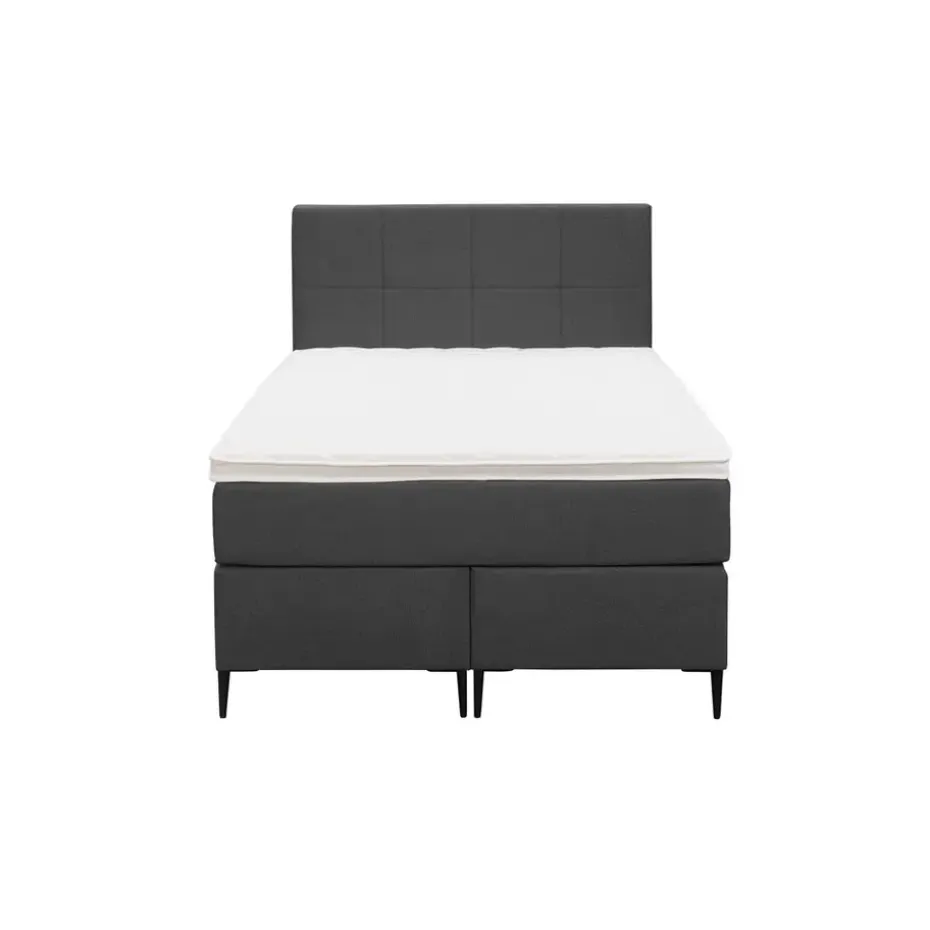 Boxspring Liv geblokt - antraciet - 120x200 cm - slanke poot
