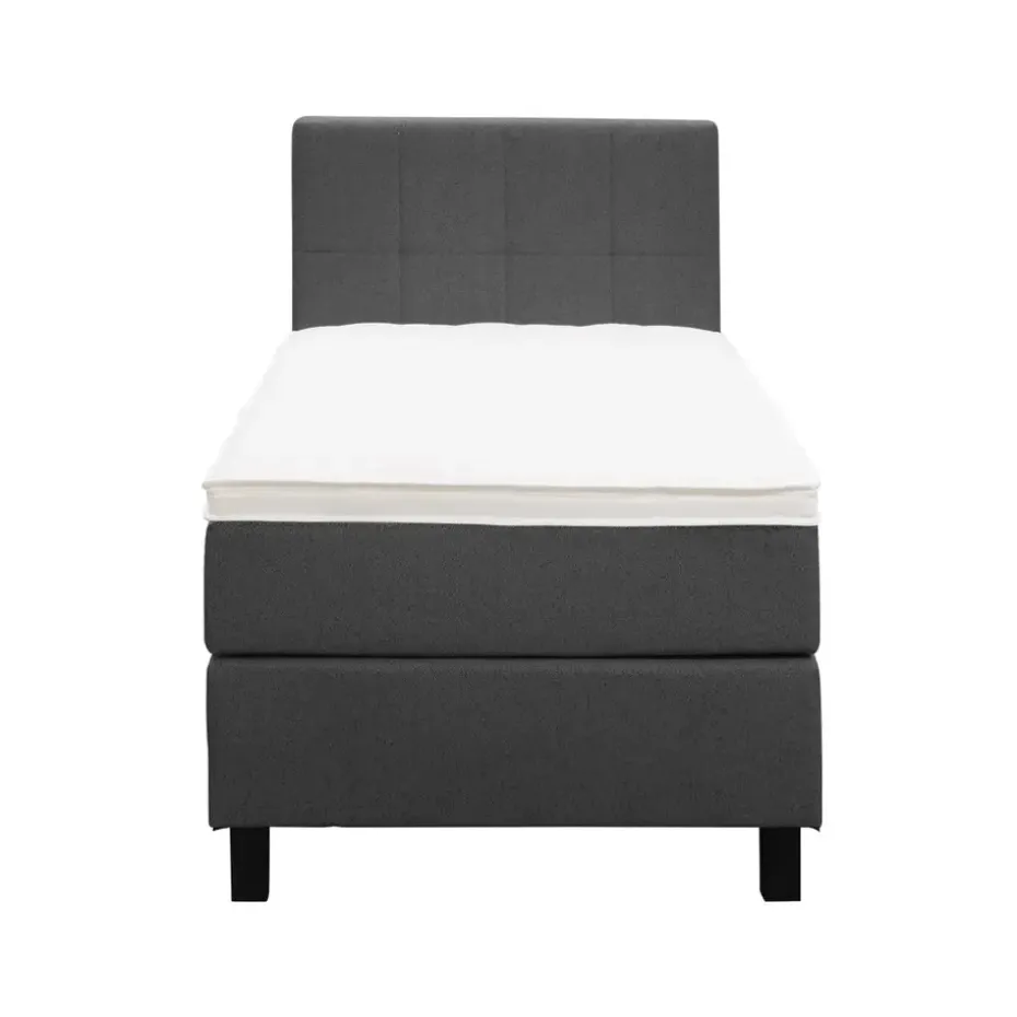 Boxspring Liv geblokt - antraciet - 90x200 cm - vierkante poot