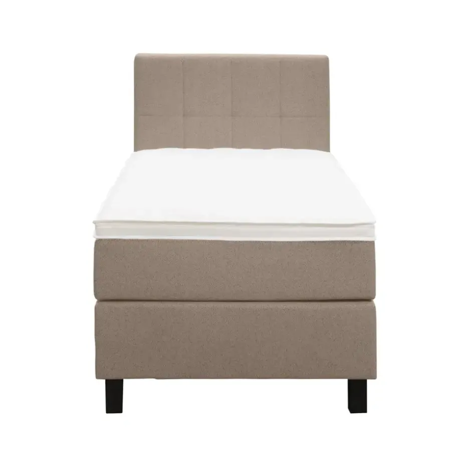 Boxspring Liv geblokt - beige - 90x200 cm - vierkante poot