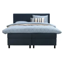 Boxspring Liv geblokt - blauw - 180x200 cm - ronde poot