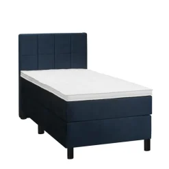 Boxspring Liv geblokt - blauw - 90x200 cm - ronde poot