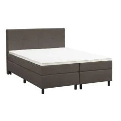 Boxspring Liv geblokt - donkerbruin - 160x200 cm - ronde poot