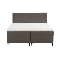 Boxspring Liv geblokt - donkerbruin - 160x200 cm - slanke poot