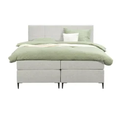 Boxspring Liv geblokt - ecru - 180x200 cm - slanke poot