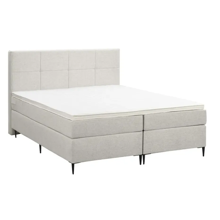 Boxspring Liv geblokt - ecru - 180x200 cm - slanke poot