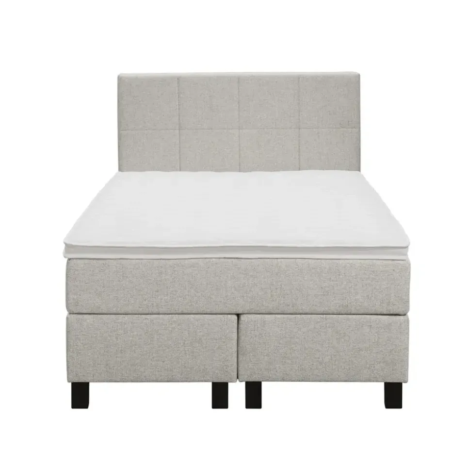 Boxspring Liv geblokt - ecru - 120x200 cm - vierkante poot