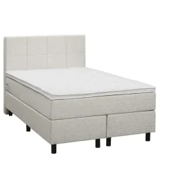 Boxspring Liv geblokt - ecru - 120x200 cm - ronde poot