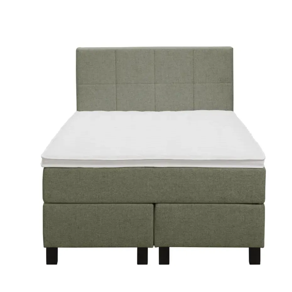 Boxspring Liv geblokt - groen - 120x200 cm - vierkante poot