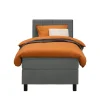 Boxspring Liv geblokt - grijs - 90x200 cm - vierkante poot