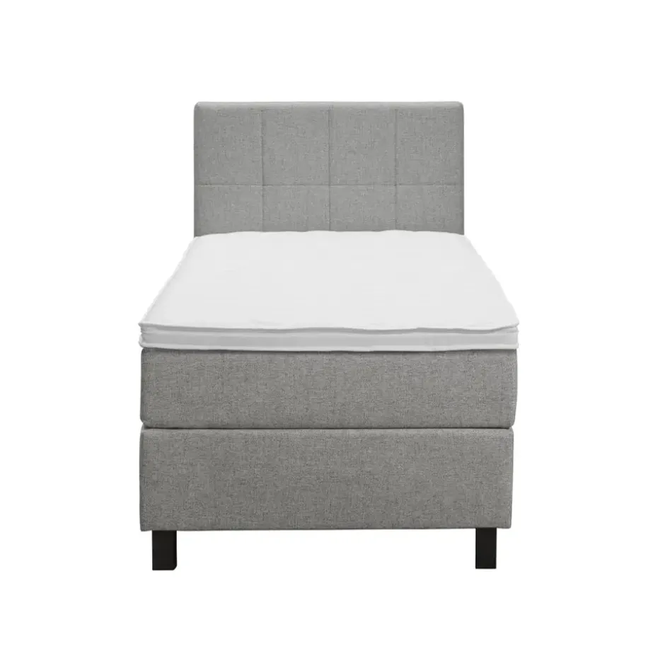 Boxspring Liv geblokt - lichtgrijs - 90x200 cm - vierkante poot