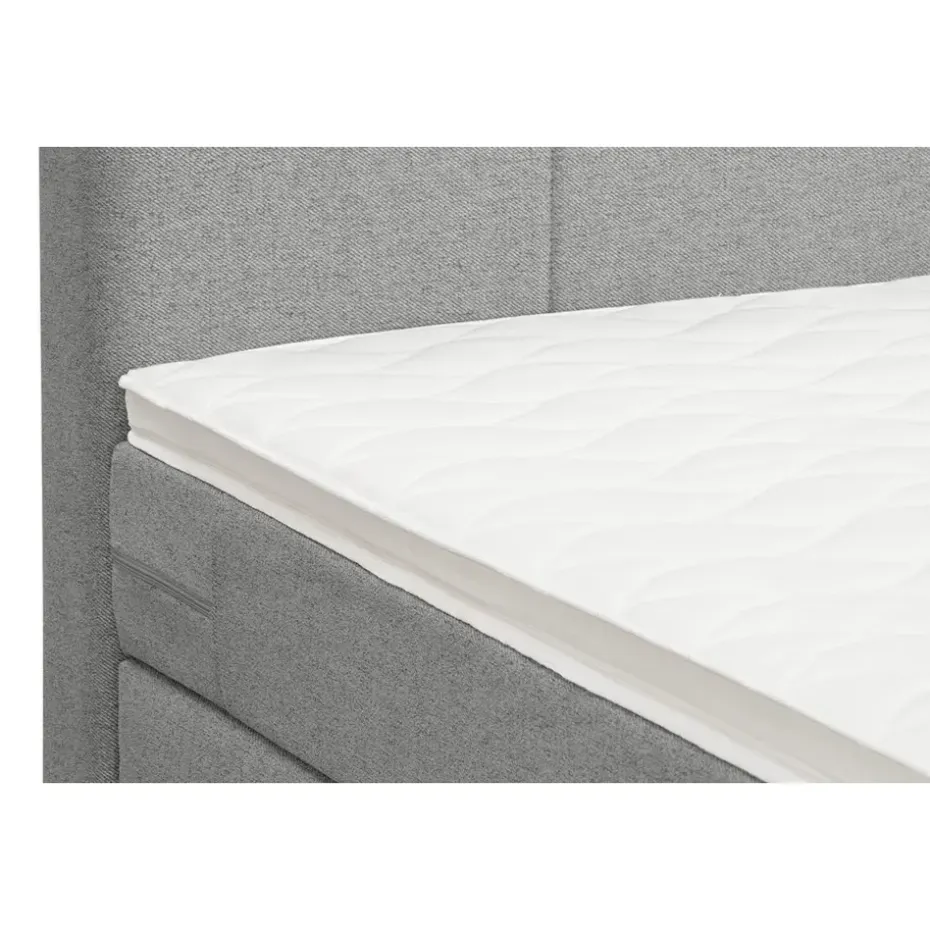 Boxspring Liv geblokt - lichtgrijs - 90x200 cm - vierkante poot