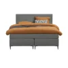 Boxspring Liv geblokt - lichtgrijs - 140x200 cm - slanke poot