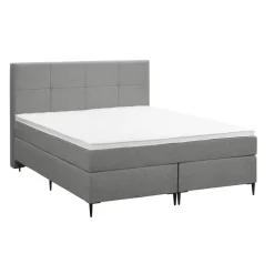 Boxspring Liv geblokt - lichtgrijs - 140x200 cm - slanke poot