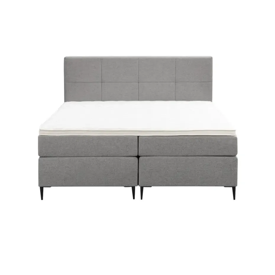 Boxspring Liv geblokt - lichtgrijs - 180x200 cm - slanke poot