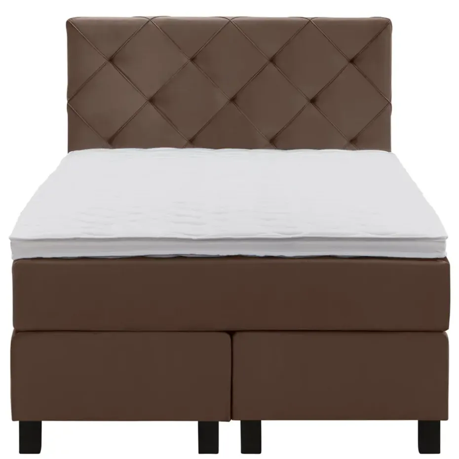Boxspring Liv geruit - bruin - 120x200 cm - vierkante poot