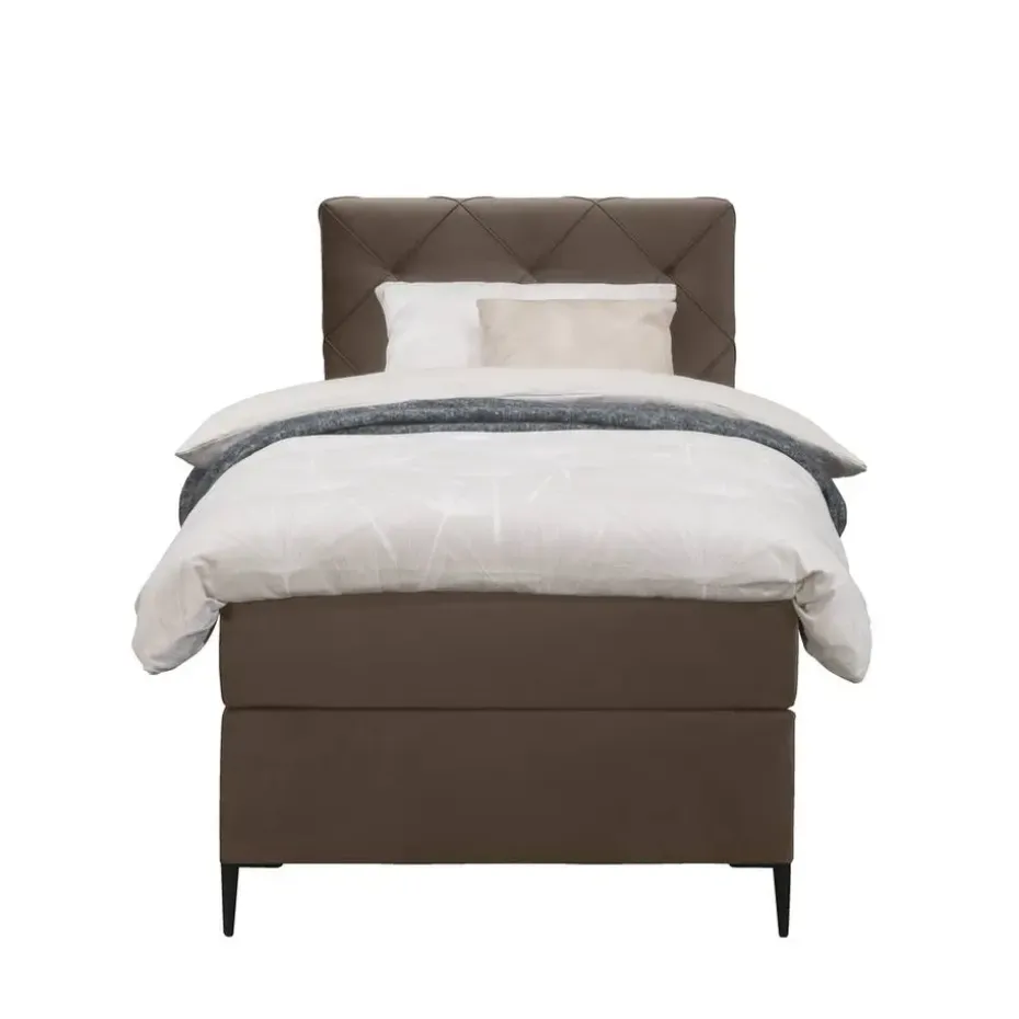 Boxspring Liv geruit - bruin - 90x200 cm - slanke poot