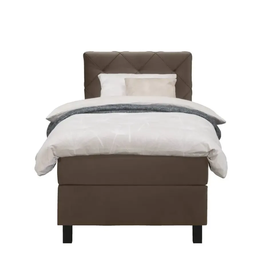 Boxspring Liv geruit - bruin - 90x200 cm - vierkante poot