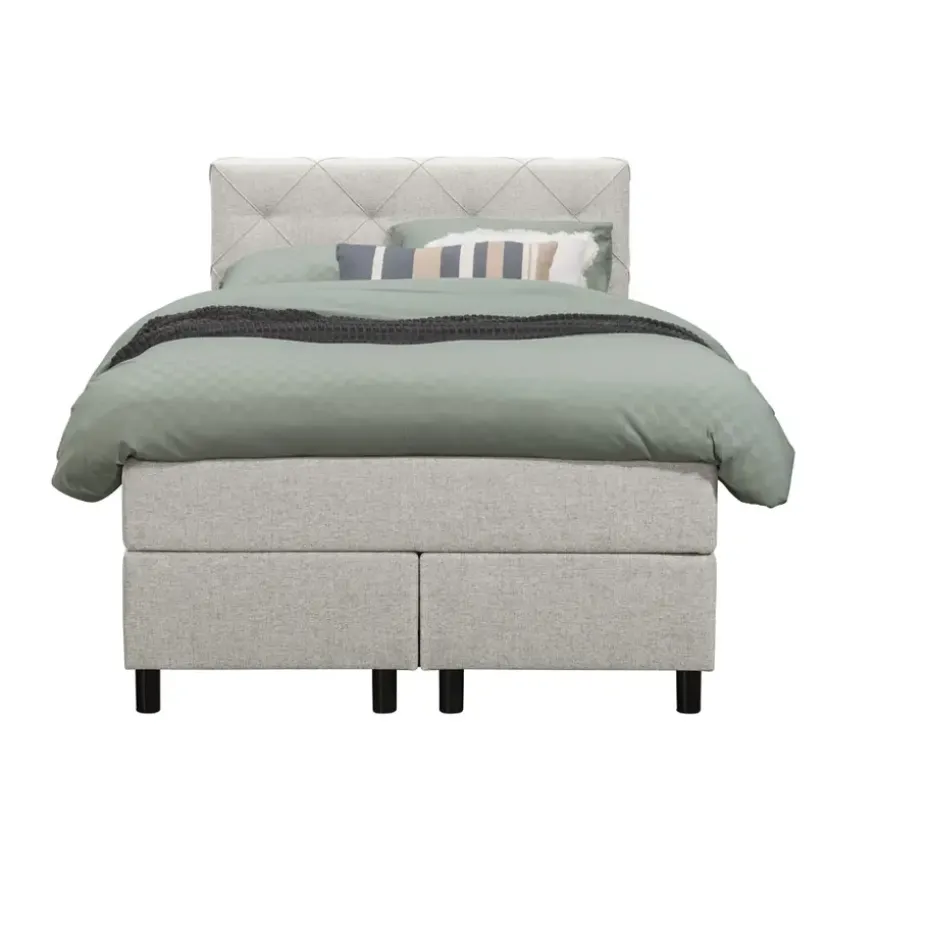 Boxspring Liv geruit - ecru - 120x200 cm - ronde poot