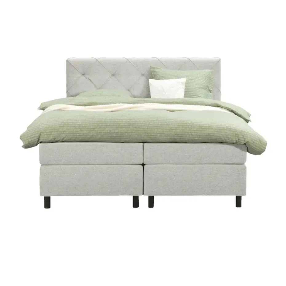 Boxspring Liv geruit - ecru - 160x200 cm - ronde poot